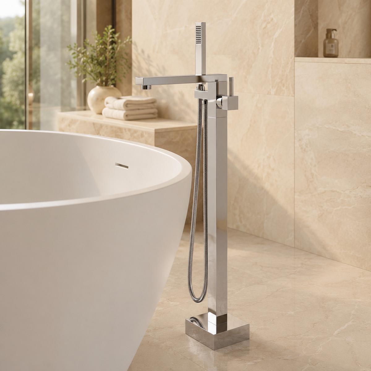 BADEWANNENARMATUR Atlas freistehend Chrom - Chromfarben, Metall (17/108/23cm) - Badplaats