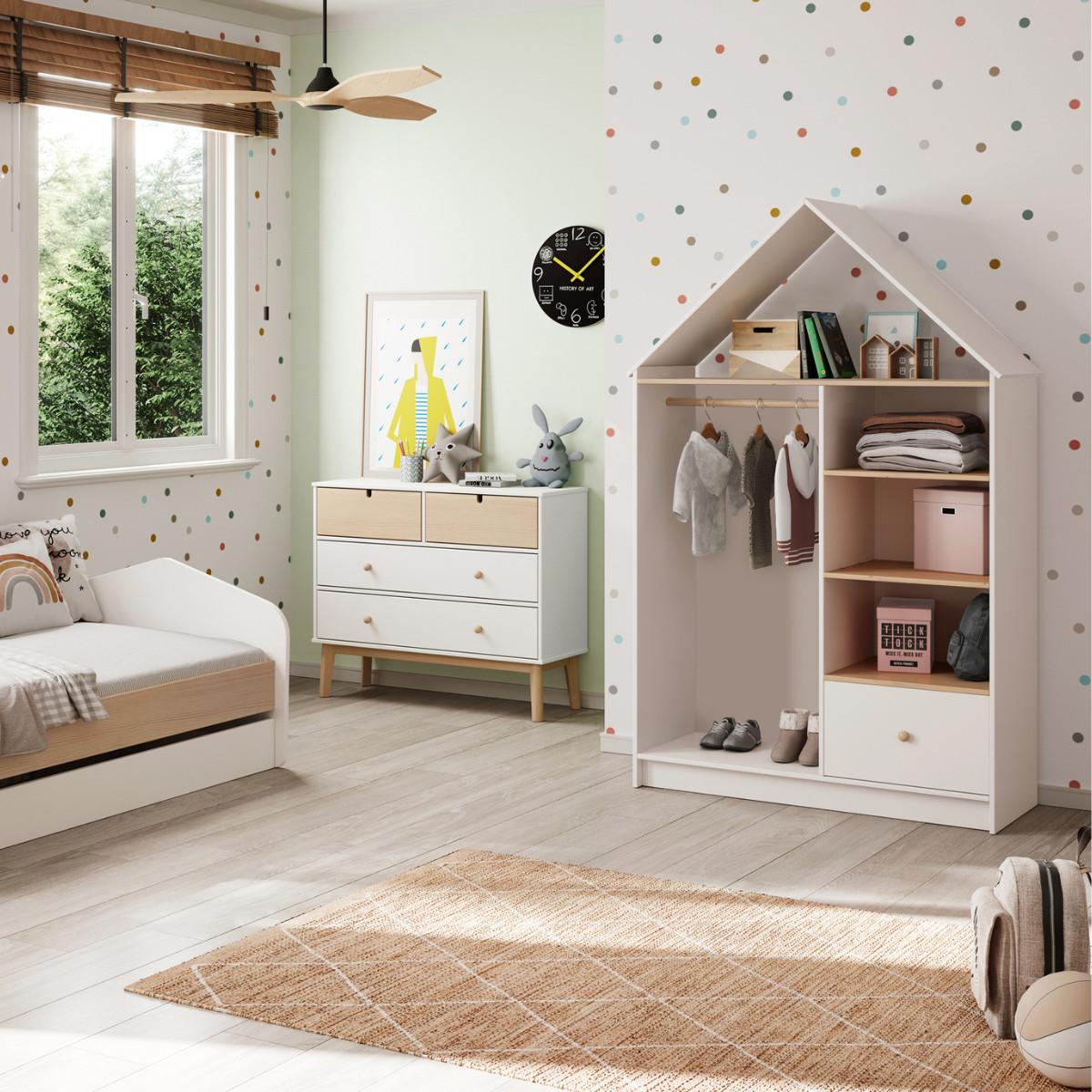 KLEIDERSCHRANK Estefania Weiß 110/45/180 cm - Weiß, Holz (45/180/110cm) - Calicosy