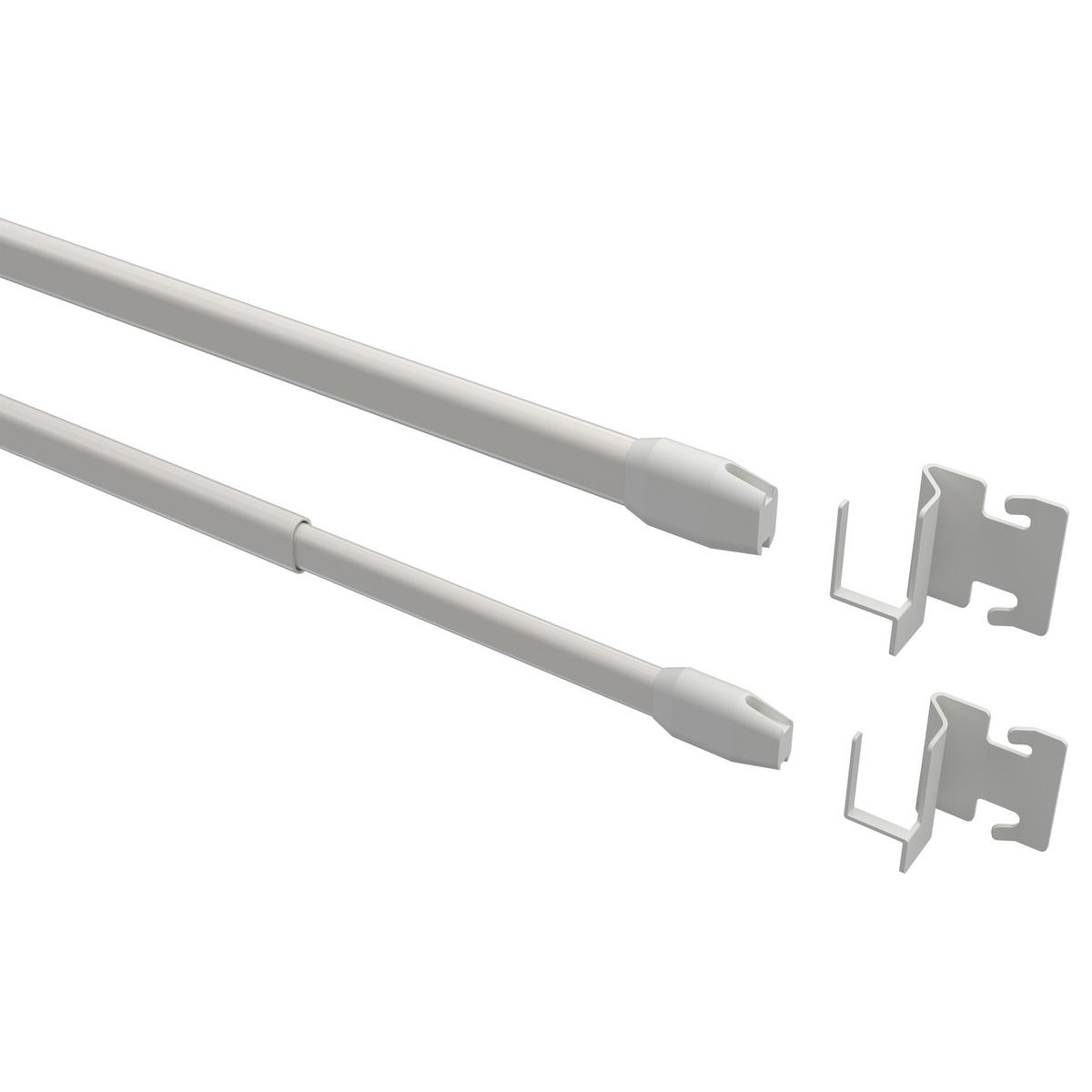 SCHEIBENSTANGEN / VITRAGESTANGEN MIT VITRAGECLIPSEN Geno 40-60 cm, oval, Weiß, Packung 2 Stück - Alufarben, Kunststoff/Metall (3.3/2/60cm) - INTERDECO