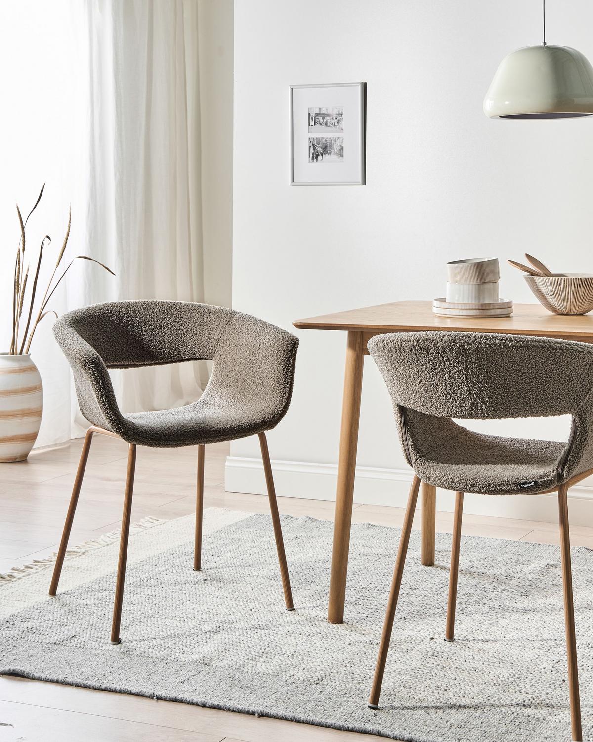 ESSZIMMERSTUHL 2er-Set Taupe Elma - Taupe/Braun, Textil (63/76/50cm) - Beliani