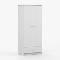 DREHTÜRENSCHRANK 85,5/193/53 cm 2-türig Olaf I Weiß + rosa Griffe - Weiß/Rosa, Holzwerkstoff/Metall (85.5/193/53cm) - imoebel24