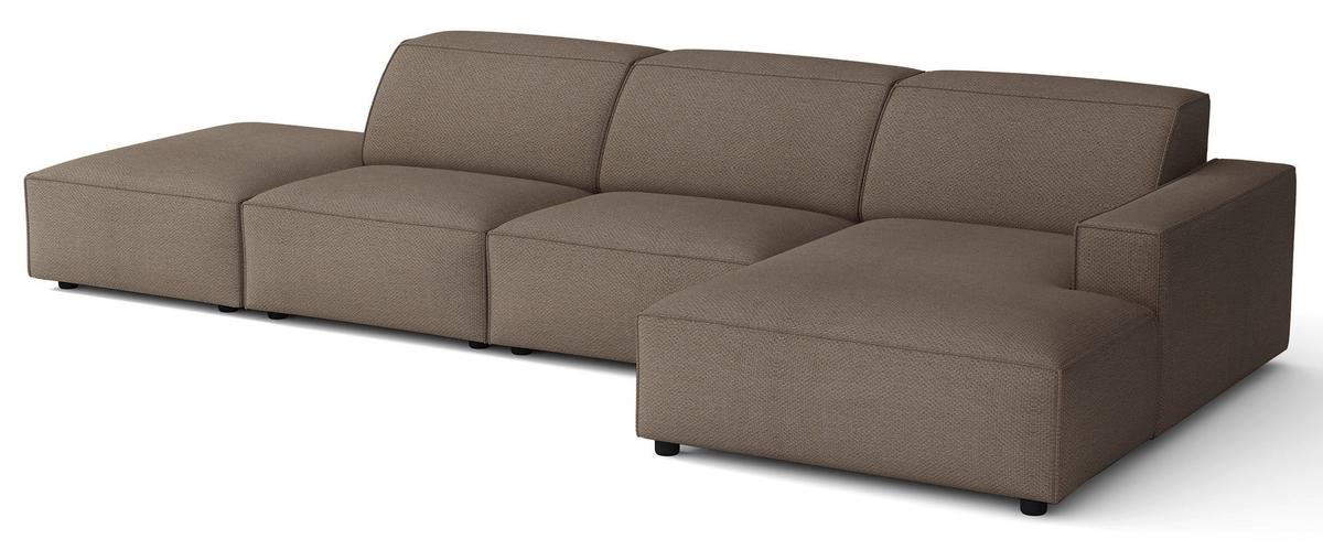 ECKSOFA Sellmo 344 cm - Hellbraun/Schwarz, Kunststoff/Textil (350/166cm) - Selsey