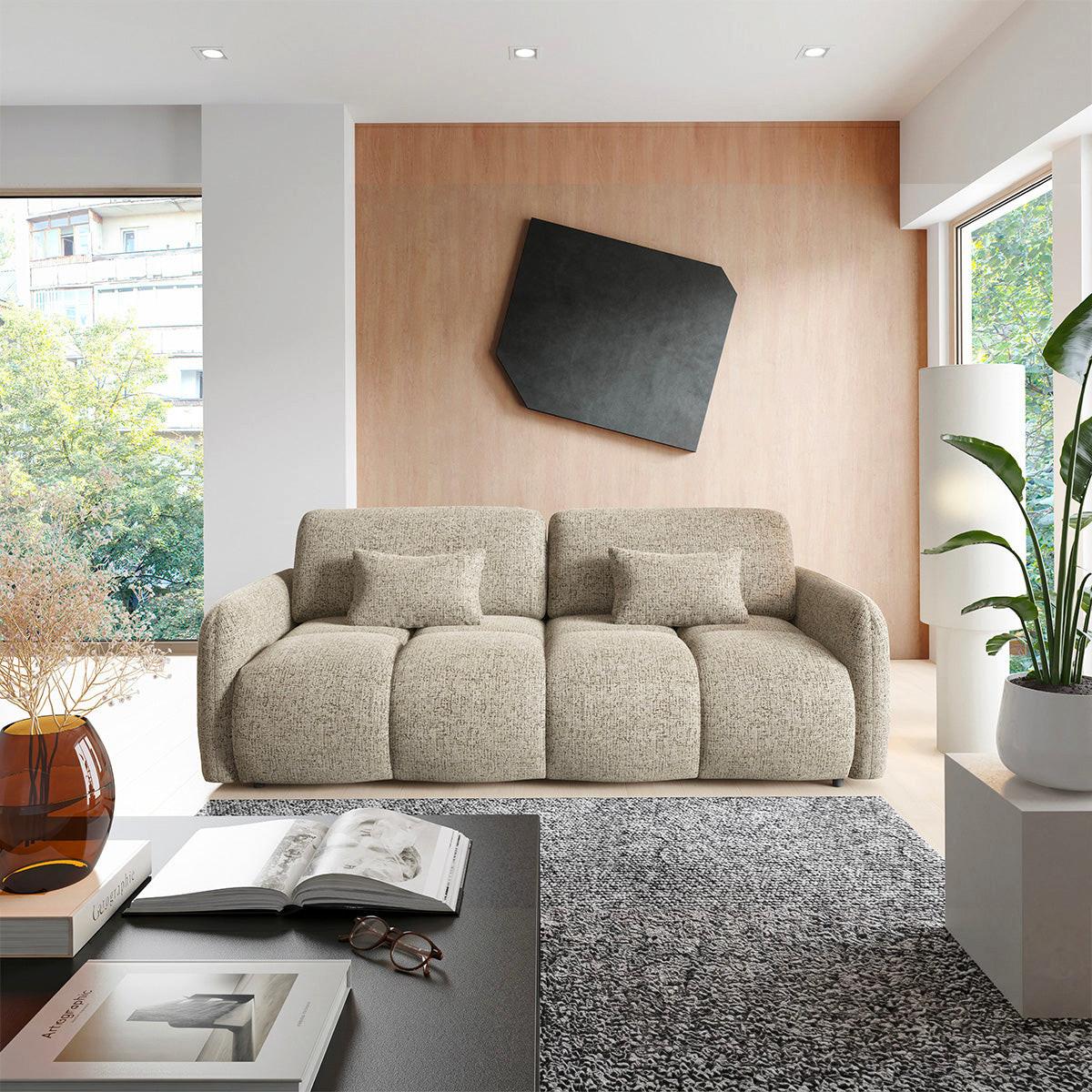 SOFA Vittoria 3 Sitzplätze Beige meliert - Beige, Holz (236/95/121cm) - Petits-meubles