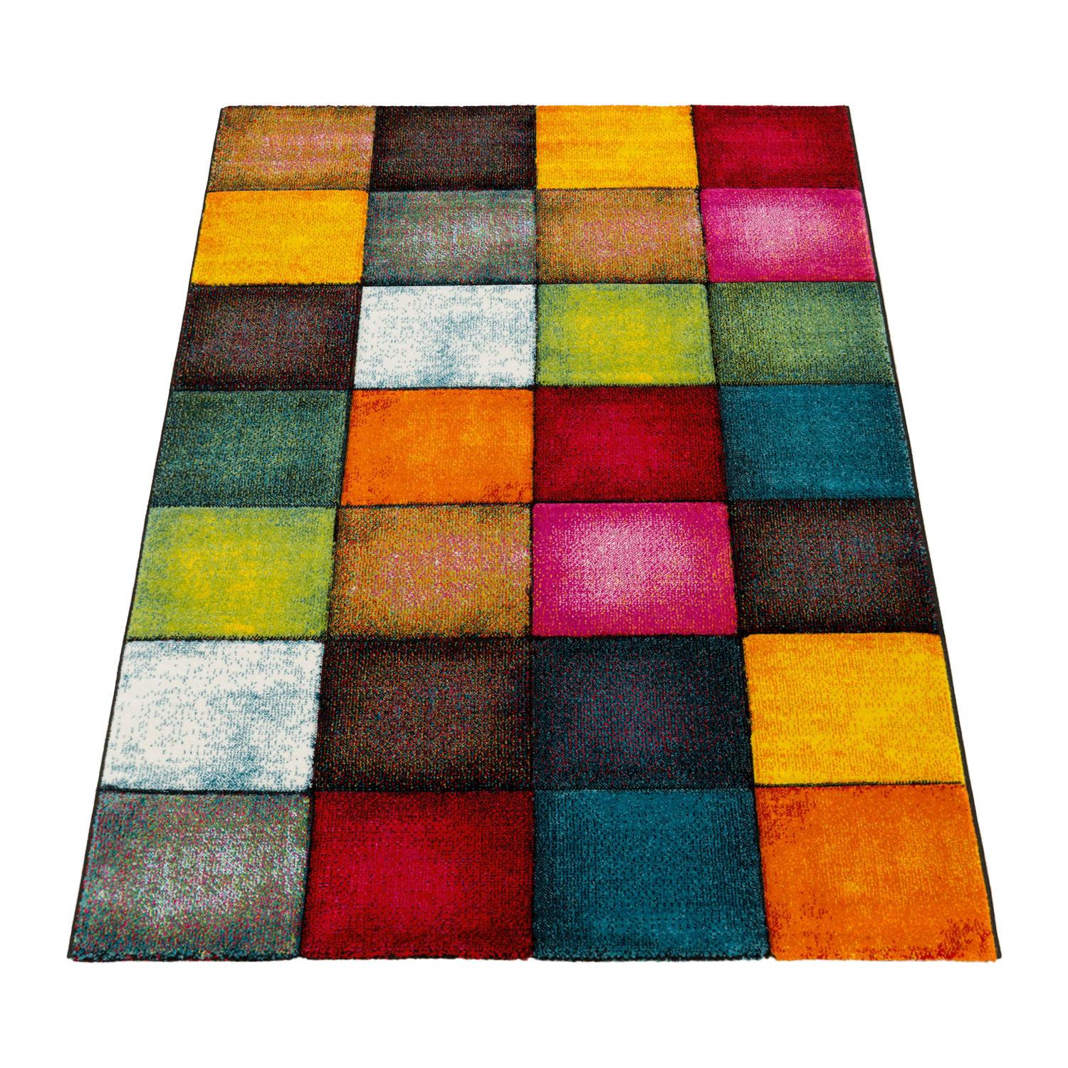 KURZFLORTEPPICH, kariert, Florhöhe 12 mm, Mehrfarbig, 80 x 150 cm - Multicolor, Textil (150/80cm) - KADIMA DESIGN