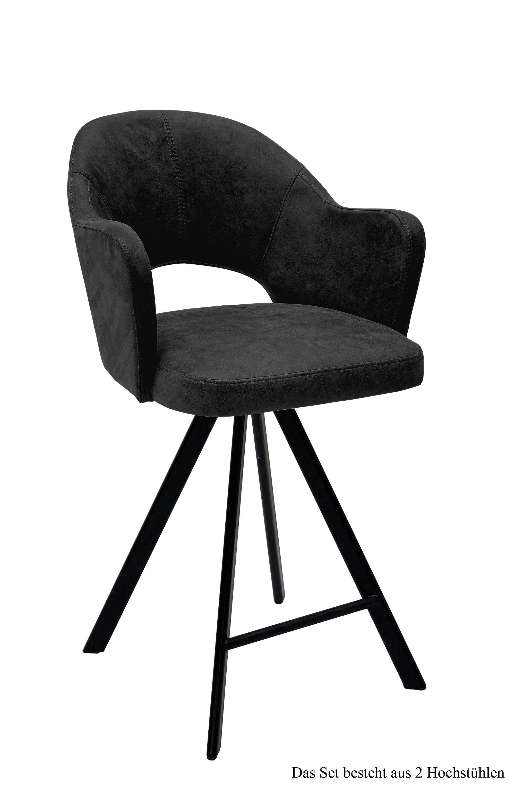 THEKENSTUHL drehbar (2er-Set) Diandra 59x104x61 Schwarz/Anthrazit - Anthrazit/Schwarz, Kunststoff (61/104/59cm) - 58aufmkessel