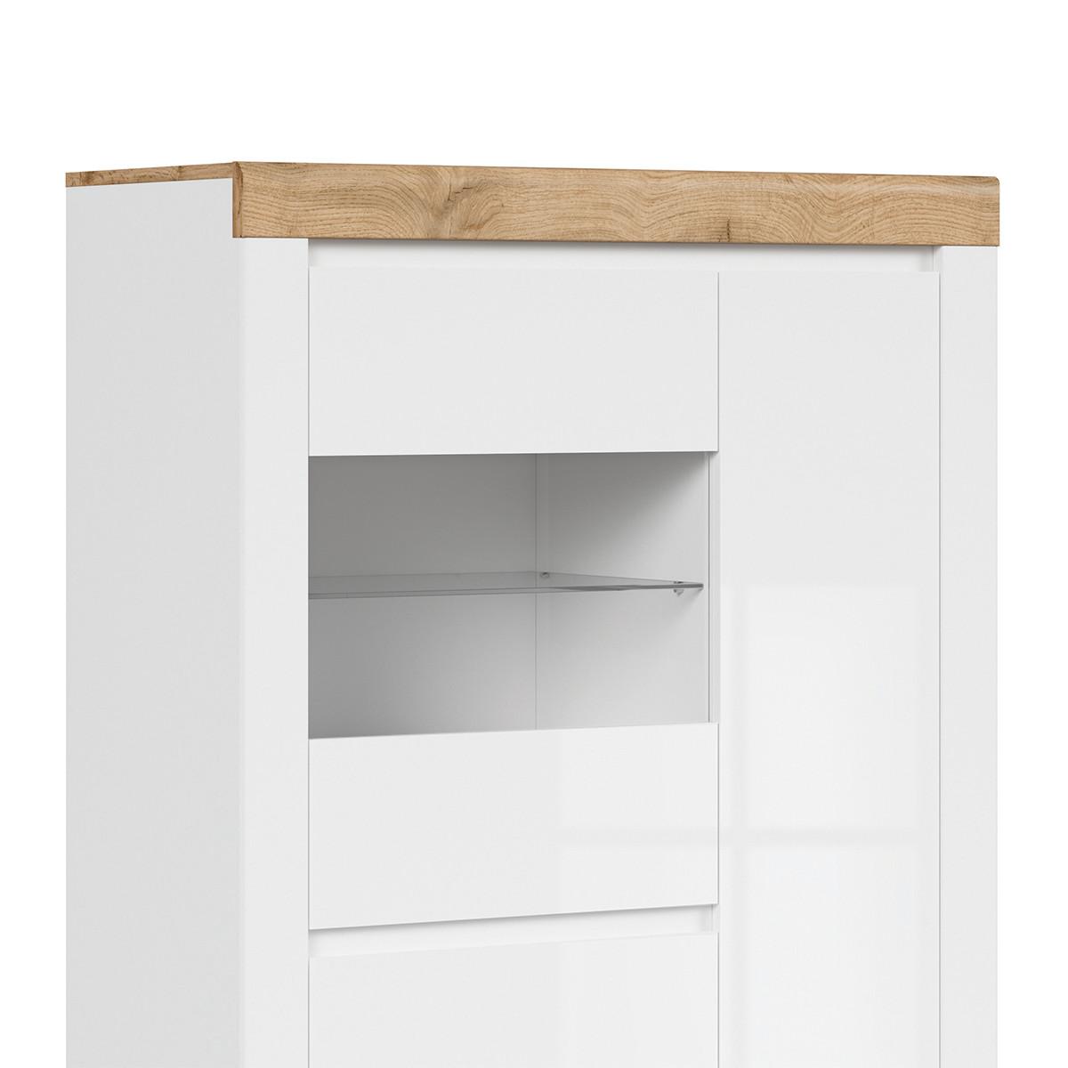 VITRINE Hella Weiß und Holz - Weiß, Holzwerkstoff (98/156/42cm) - Petits-meubles