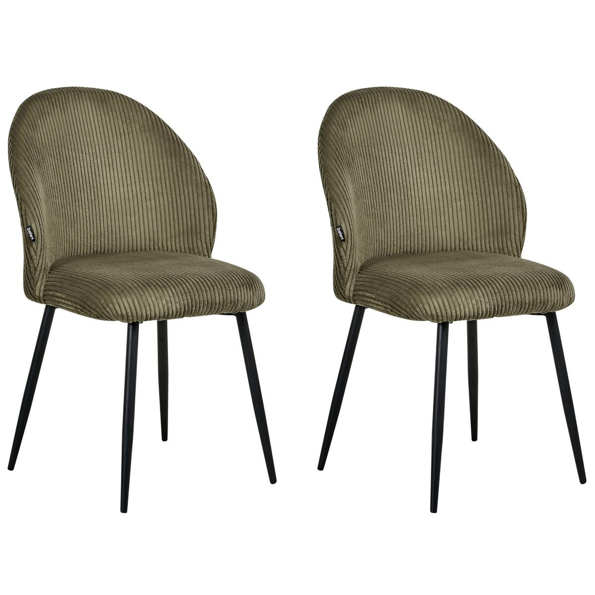 ESSZIMMERSTUHL 2er-Set Grün Eloy - Dunkelgrün/Schwarz, Textil (52/86/43cm) - Beliani