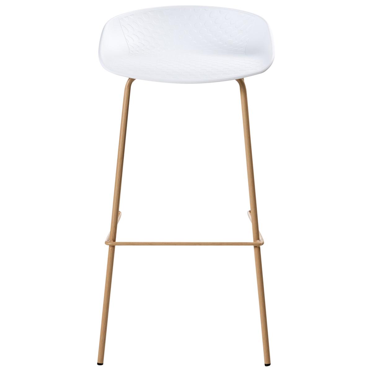 BARHOCKER 4er-Set Hellbraun Venlo - Hellbraun/Weiß, Kunststoff (43/84/44cm) - Beliani