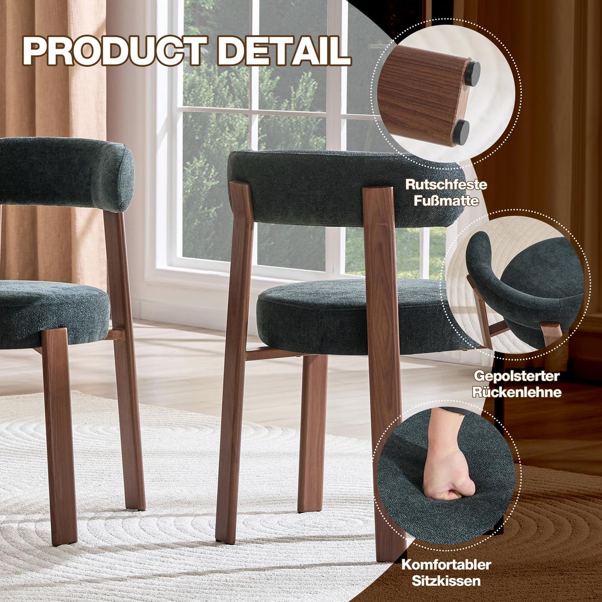 ESSZIMMERSTUHL 4ER-SET aus Stoff in Schwarz, mit ergonomischer Bügellehne - Schwarz, Textil (51.5/79/57cm) - Urban Meuble