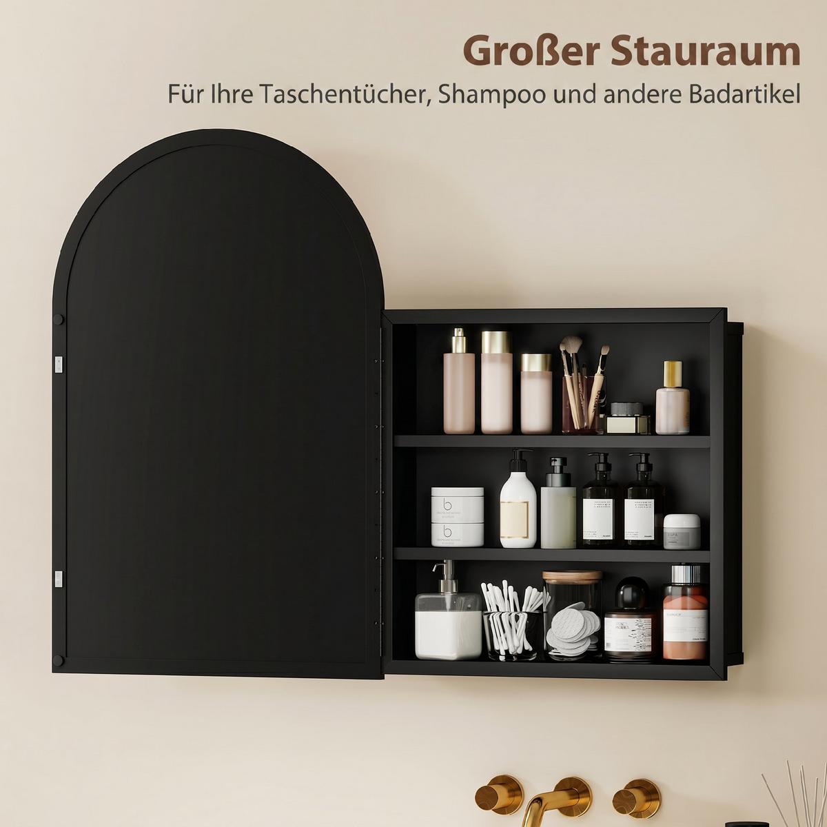SPIEGELSCHRANK Gehärteter Aluminiumspiegel Metall Schwarz - Schwarz, Metall (12/76/50cm) - HOMCOM