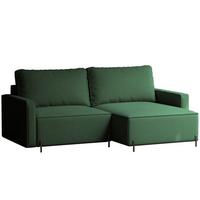 ECKSOFA LEO Rechts, mit Schlaffunktion und Bettkasten, Grün - Grün, Textil/Metall (229/148cm) - Idohome