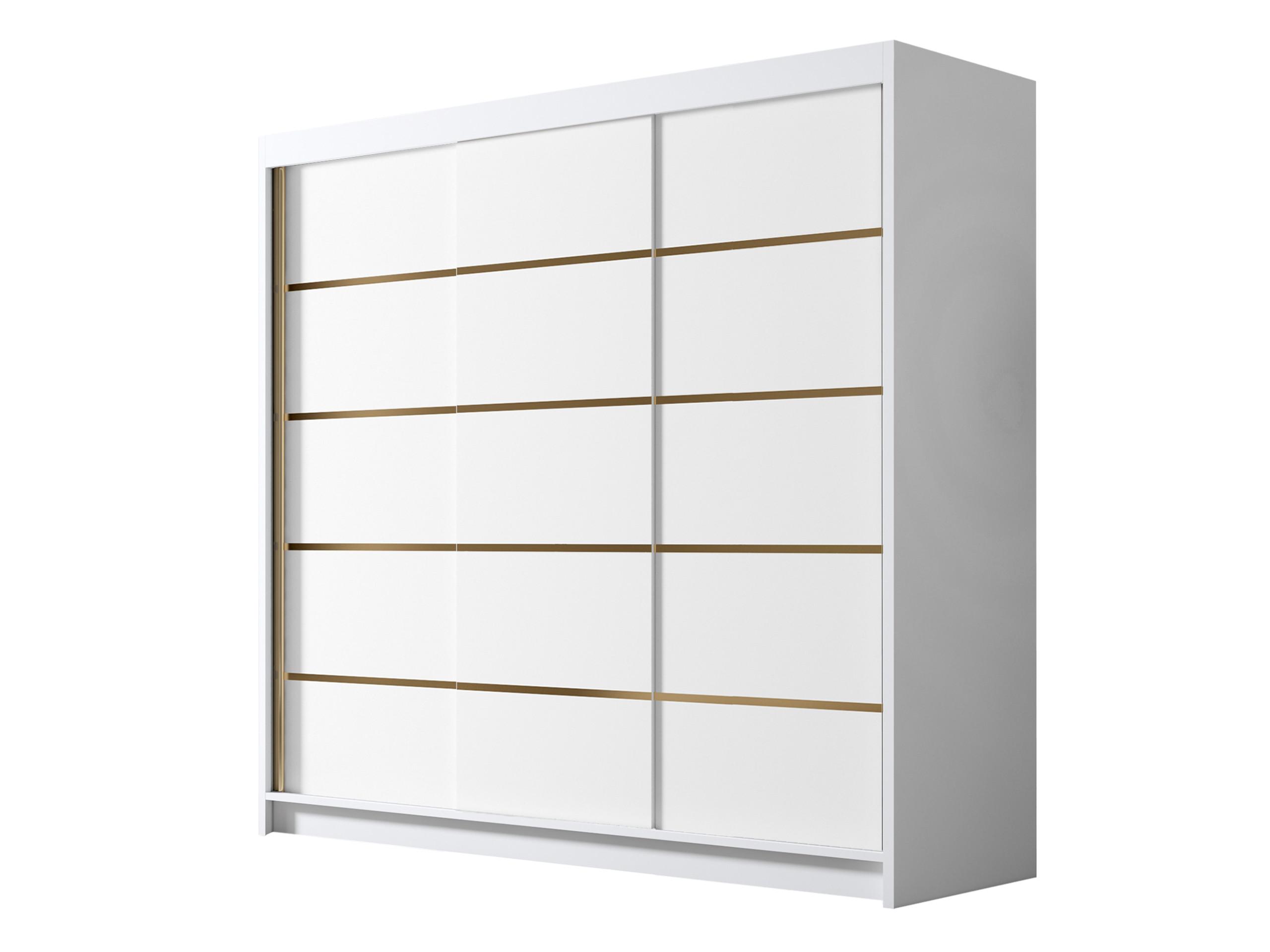 SCHIEBETÜRENSCHRANK Evo VII - Goldfarben/Weiß, Holzwerkstoff/Metall (200/215/58cm) - MIRJAN24
