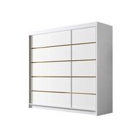 SCHIEBETÜRENSCHRANK Evo VII - Goldfarben/Weiß, Holzwerkstoff/Metall (200/215/58cm) - MIRJAN24