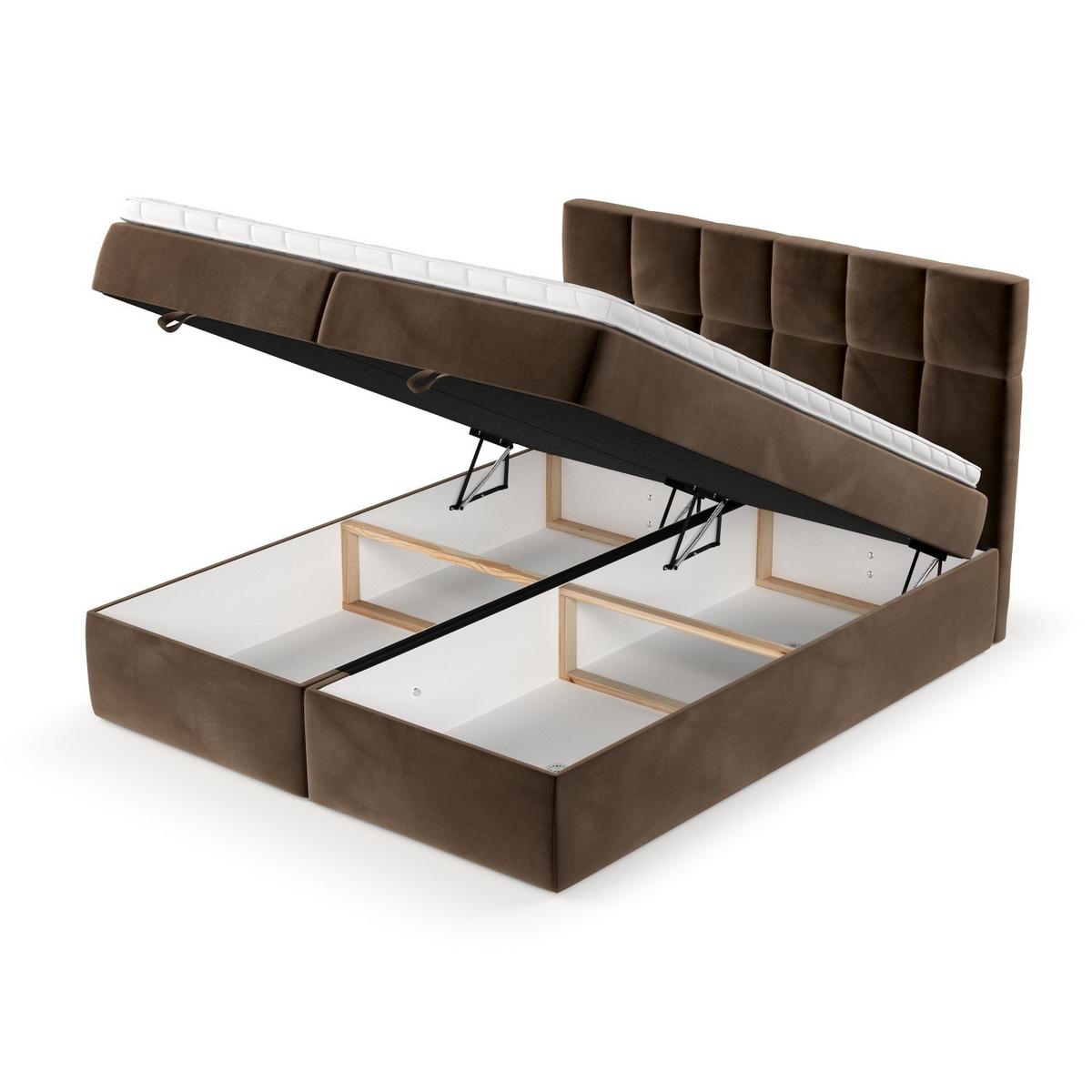BOXBETT Savio 140/200 cm Braun im Kronos Stoff - Schwarz/Braun, Holz/Holzwerkstoff (140/200cm) - AltaBeds