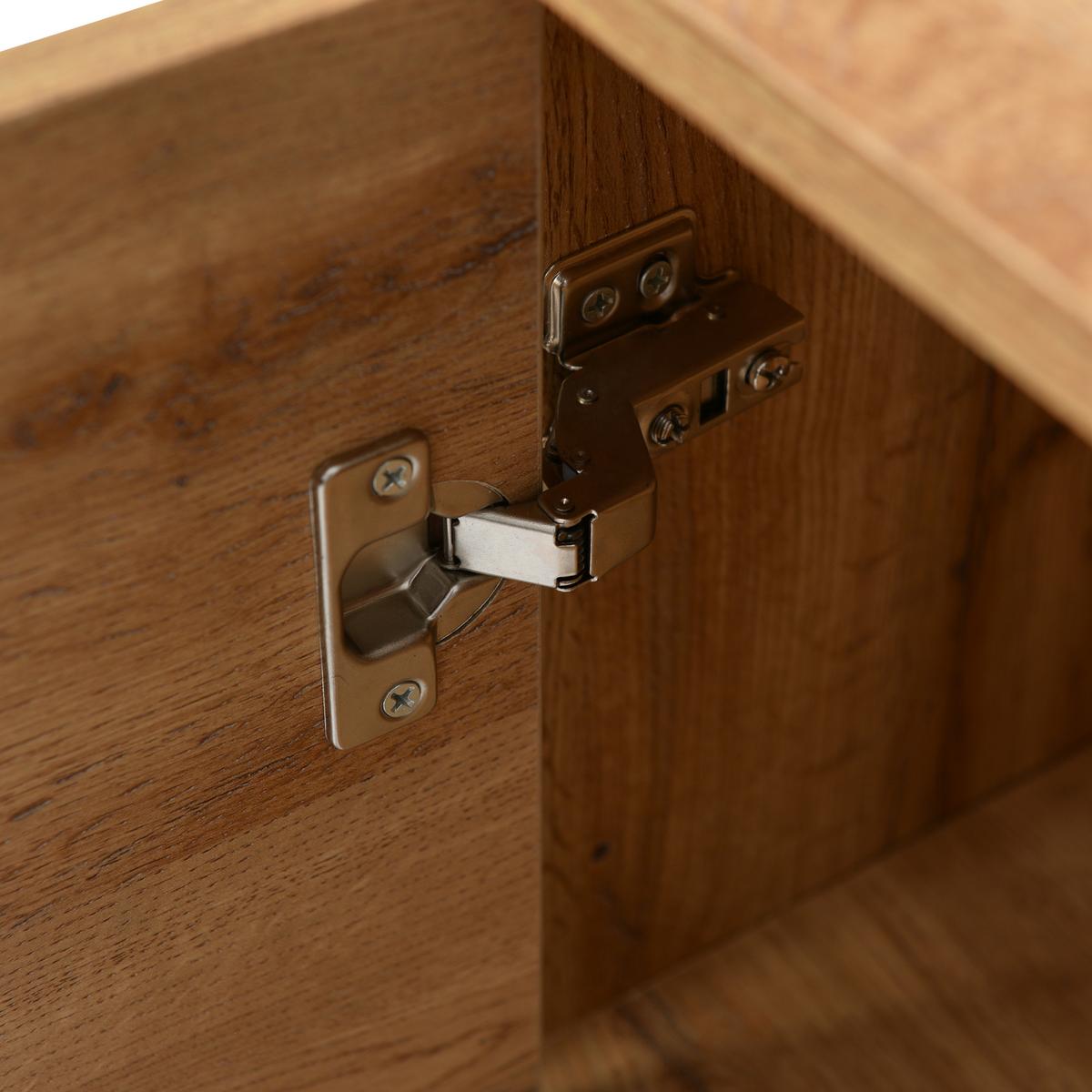 SIDEBOARD Schwarzer mit Türen und offenen Regalen, 160/35/76cm - Eichefarben, Holzwerkstoff/Metall (160/76/35cm) - Urban Meuble