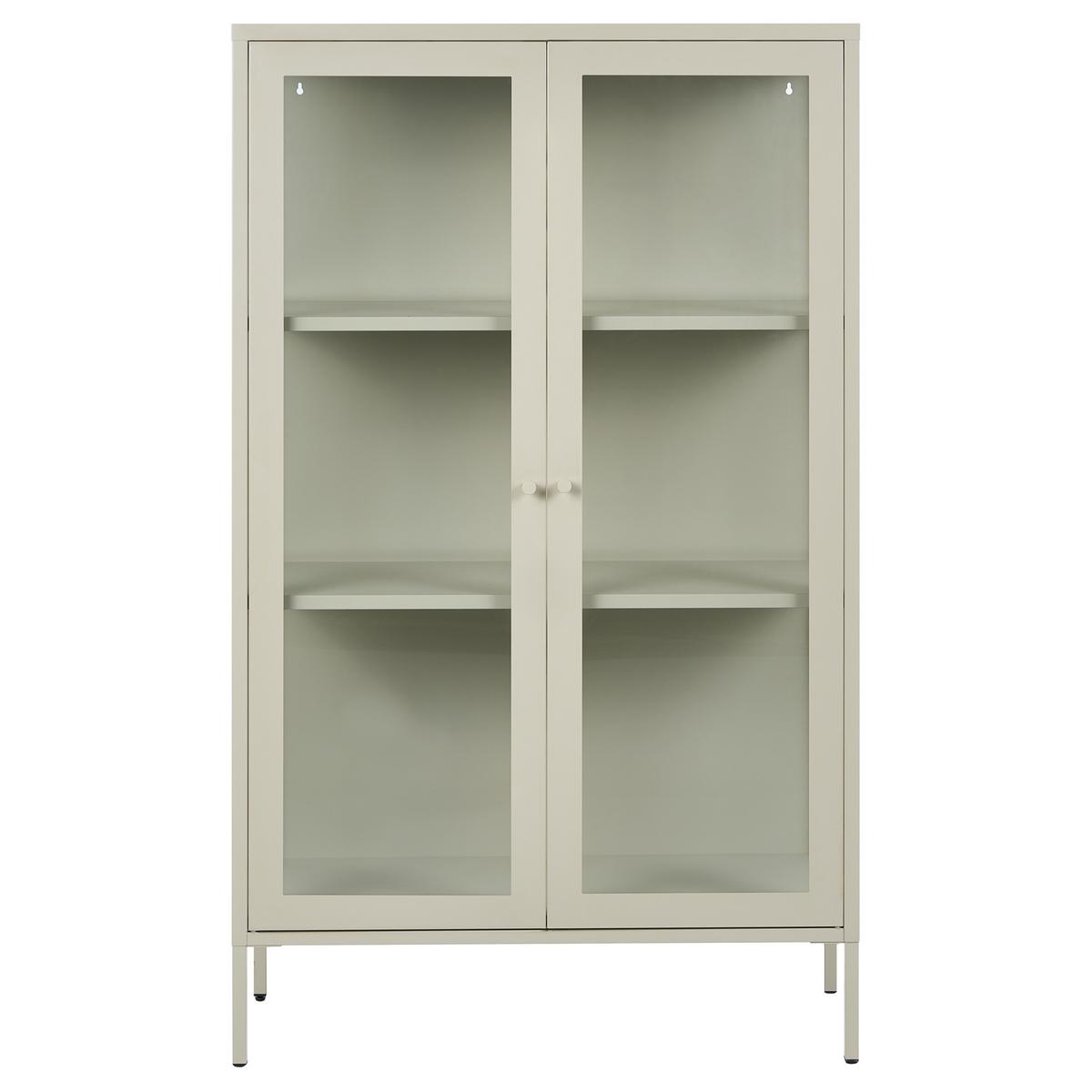 VITRINE mit Glastüren Metall 90 cm Hellbeige Nash - Beige, Metall (90/150/35cm) - Beliani
