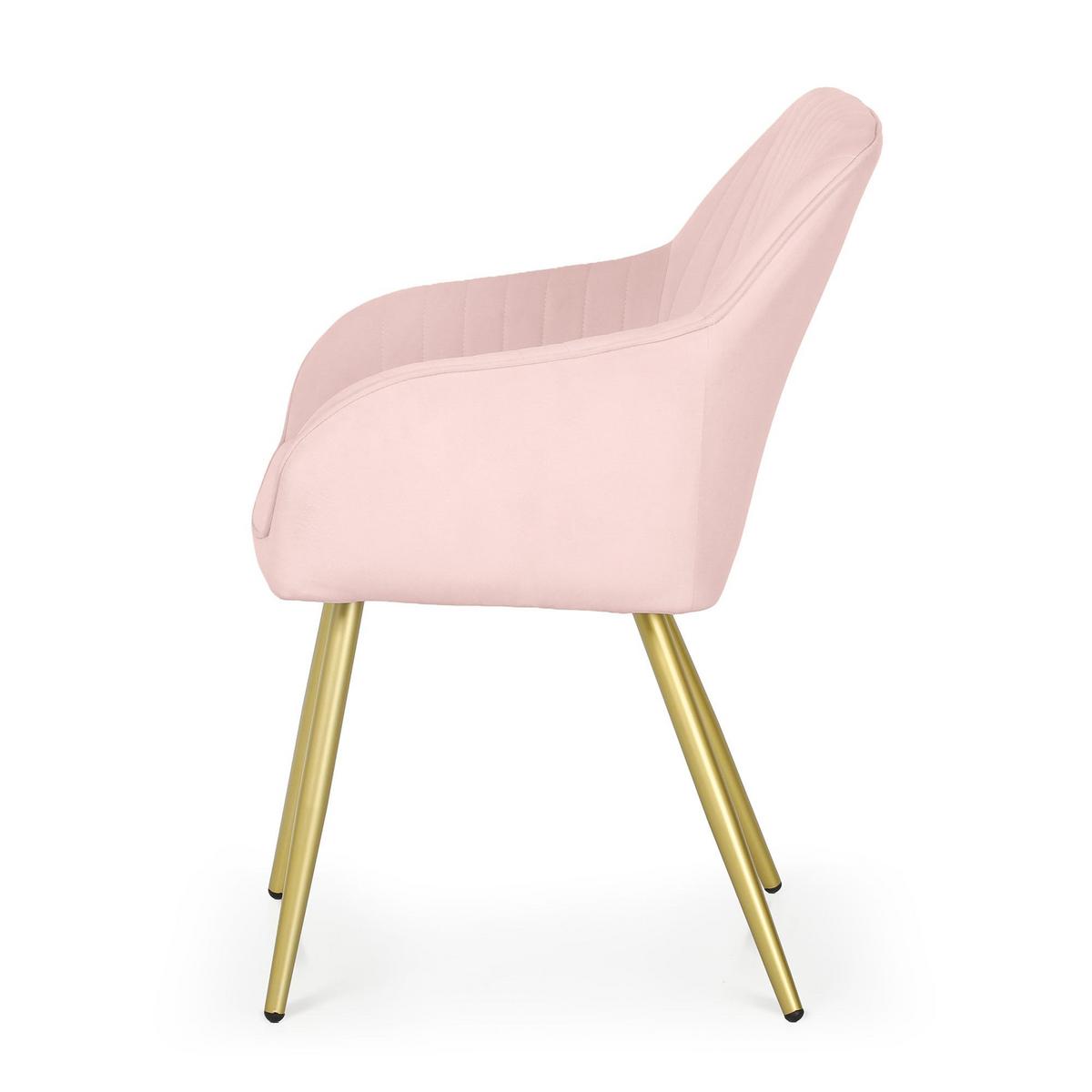 POLSTERSTUHL 2er Set, Metallbeine Rosa, Gold 54,5/82/58 - Rosa, Textil (55/82/52cm) - RAUMHIRSCH FURNITURE
