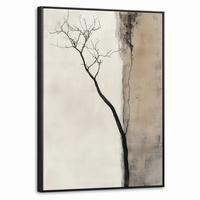 LEINWAND Bilder mit Rahmen - Wabi sabi - Pflanze - Beige - 70x100 - Taupe, Textil (70/100cm) - MuchoWow