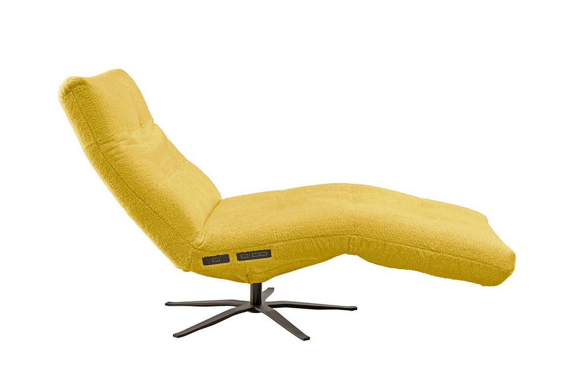 RELAXLIEGE LETICIA Gelb Flachgewebe Relaxfunktion, Drehbar (360°) - Gelb/Schwarz, Textil/Metall (82/115/156cm) - KAWOLA
