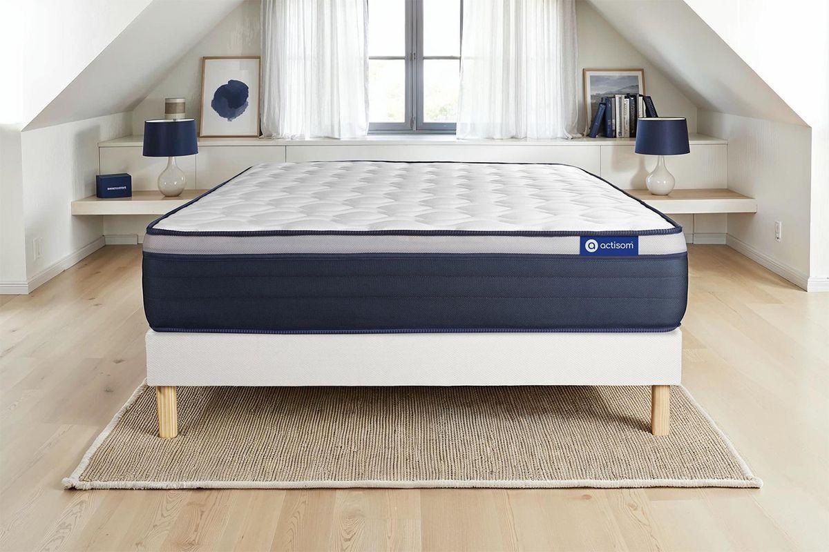 BETT Actiflex max Taschenfederkern und Memory-Schaum 80 x 200 cm h3 - Kit Bettgestell Weiß - Beige/Weiß, Karton/Holz (80/200cm) - ACTISOM