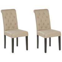 ESSZIMMERSTUHL 2er-Set Polsterbezug Beige Velva - Sandfarben, Holz/Textil (46/98/48cm) - Beliani