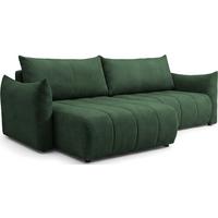 ECKSOFA Liv mit Schlaffunktion & Bettkasten in Cordstoff Dunkelgrün, Universell 260/154/86 cm - Schwarz/Grün, Kunststoff/Textil (260/154cm) - WFL GROUP