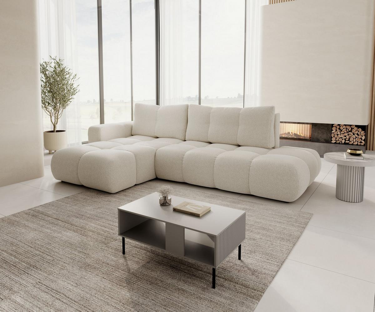 ECKSOFA DUCA R-S Beige Jersey mit Schlaffunktion - Creme, Holz (266.5/266.5cm) - MASSENO