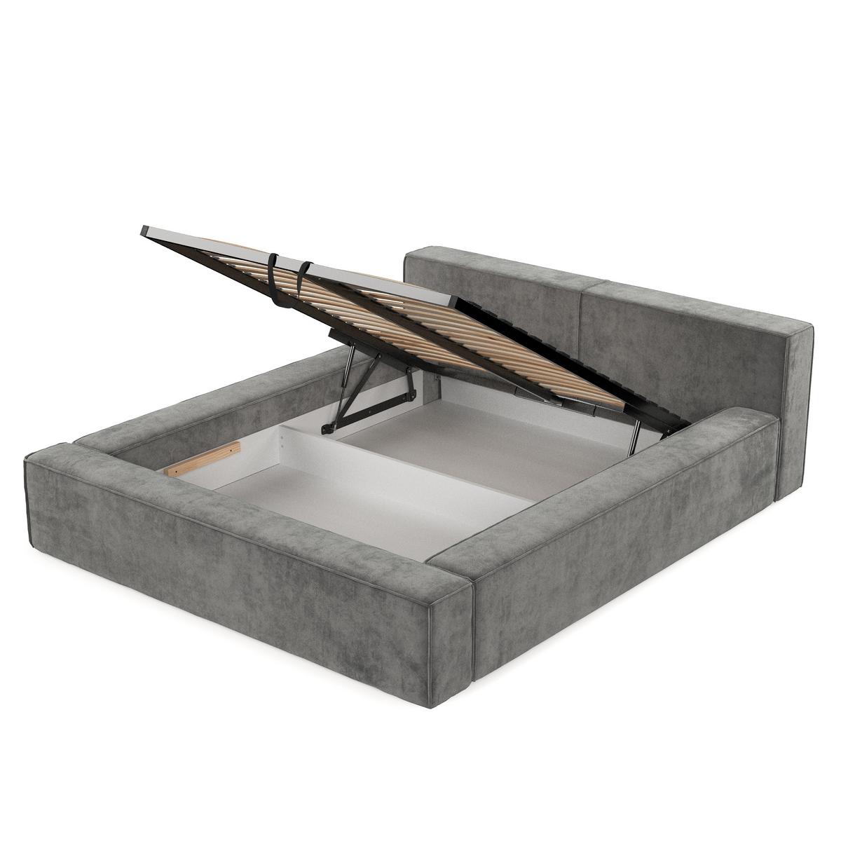 POLSTERBETT Casto mit Stauraum 140/200 cm Grau im Terra NW Stoff - Schwarz/Naturfarben, Holz/Holzwerkstoff (140/200cm) - AltaBeds