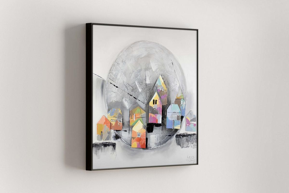 ACRYLBILD HANDGEMALT 80/80 cm - Grau, Holz/Textil (80/80cm) - KUNSTLOFT