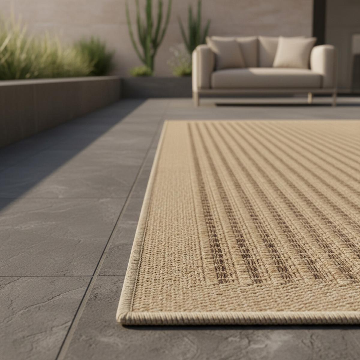OUTDOORTEPPICH KASBERG, im Vintage-Stil, aus Polypropylen, Schwarz, 80 x 150 cm - Beige, Textil (150/80cm) - KADIMA DESIGN