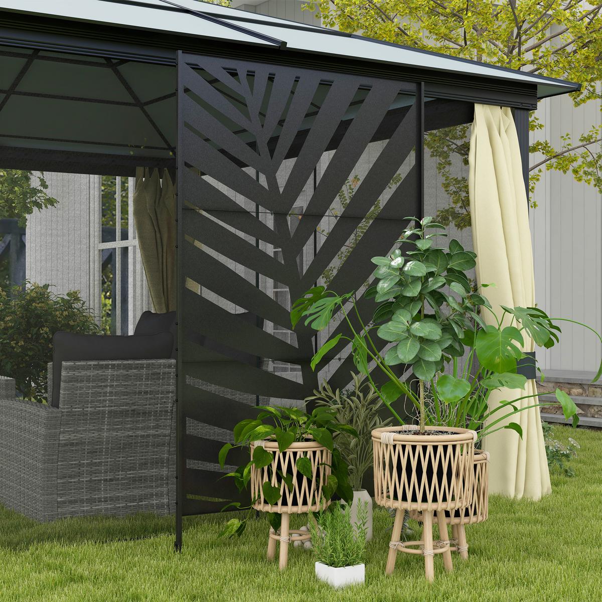 GARTENSICHTSCHUTZ, Stahl, Schwarz - Schwarz, Metall (45/198cm) - Outsunny