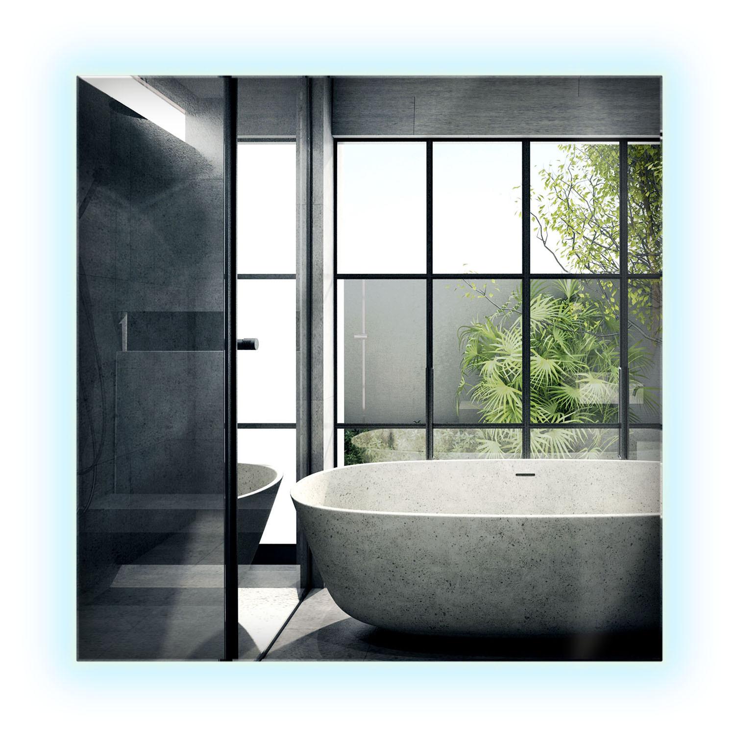 LED-SPIEGEL 50x50 cm Rechteckig Kaltweiß 6000K - Transparent, Glas (50/50/0.4cm) - Wallfluent