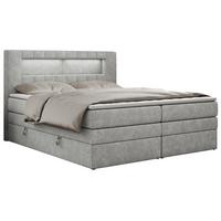 BOXSPRINGBETT GOLD-5 KING LED 200/200 Hellgrau Struktur - H3 - Hellgrau, Holz/Textil (200/200cm) - MKS