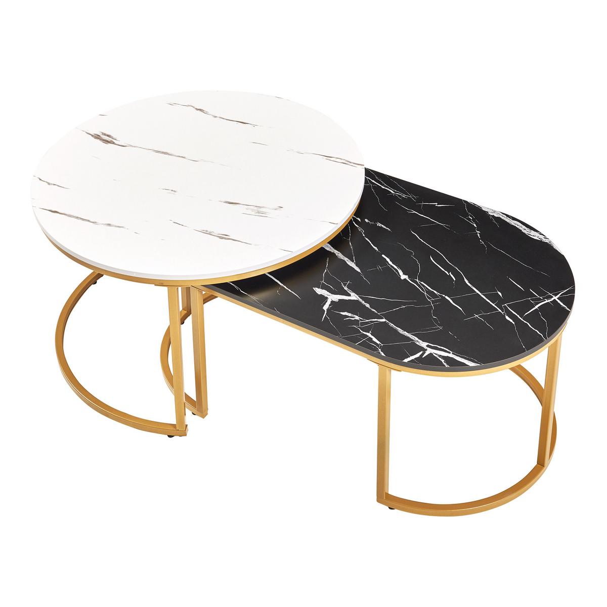 SATZTISCH-SET 2 TLG. Oppeerg - Goldfarben/Schwarz, Holzwerkstoff/Metall (70/70/45cm) - [en.casa]