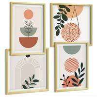 BILDER SET 4er Set - 50x50 cm & 40x60 cm Goldrahmen - Moderne Pflanzenmotive - Goldfarben, Kunststoff (50/50cm) - TULUP