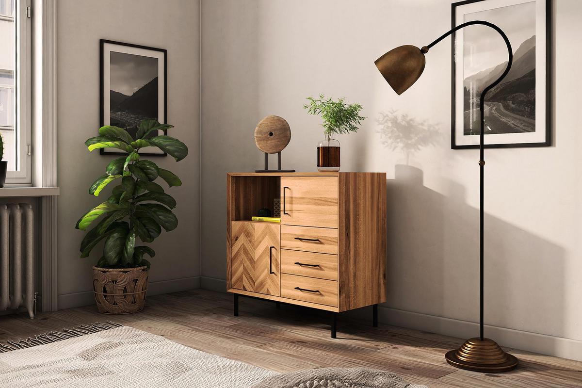 KOMMODE HOCH LEON Wildeiche - Wildeiche, Holz (97/95/45cm) - byoak