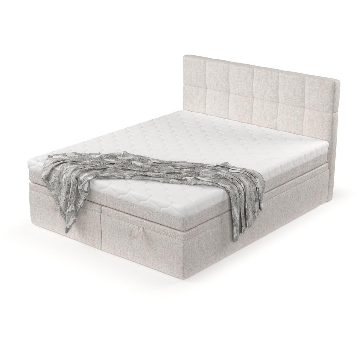 BOXBETT Elano 180/200 cm Hellbeige im Neve Stoff - Sandfarben/Schwarz, Holz/Holzwerkstoff (180/200cm) - AltaBeds