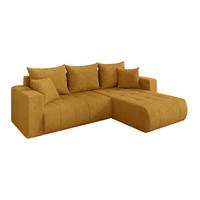 ECKSOFA mit Schlaffunktion Ottomane Rechts MILA-L 277x194x86 Senfgelb Cord - Dunkelgelb/Schwarz, Holzwerkstoff/Kunststoff (277/194cm) - ALTDECOR
