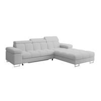 ECKSOFA mit Schlaffunktion Ottomane Rechts COMA L 271x203x79 Hellgrau Bouclé - Edelstahlfarben, Holzwerkstoff/Textil (203/271cm) - ALTDECOR