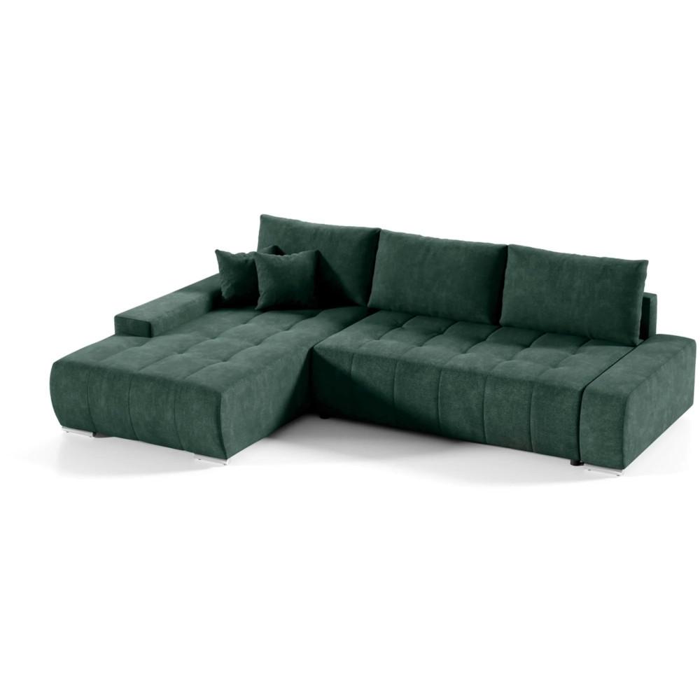 ECKSCHLAFSOFA Draco mit Schlaffunktion, links, Grün - Silberfarben/Grün, Textil/Metall (267/186cm) - Beautysofa