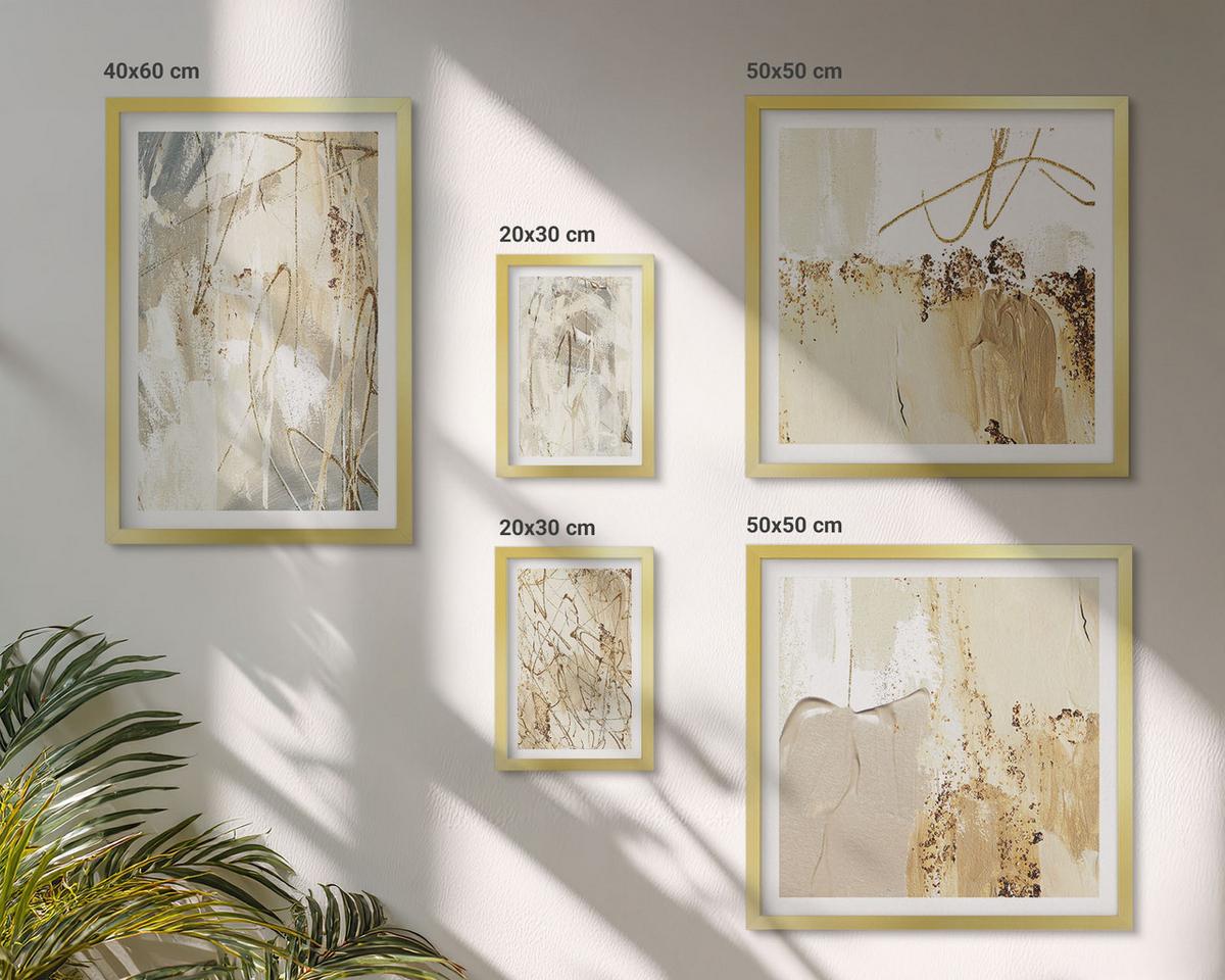 BILDER SET 5er Set - 50x50 cm & 20x30 cm & 40x60 cm Goldrahmen - Haus am Wasser, Toastsegelboot - Goldfarben, Kunststoff (40/60cm) - TULUP