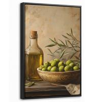 LEINWAND Bilder mit Rahmen - Oliven - Stilleben - Vintage - 40x60 - Olivgrün, Textil (40/60cm) - MuchoWow