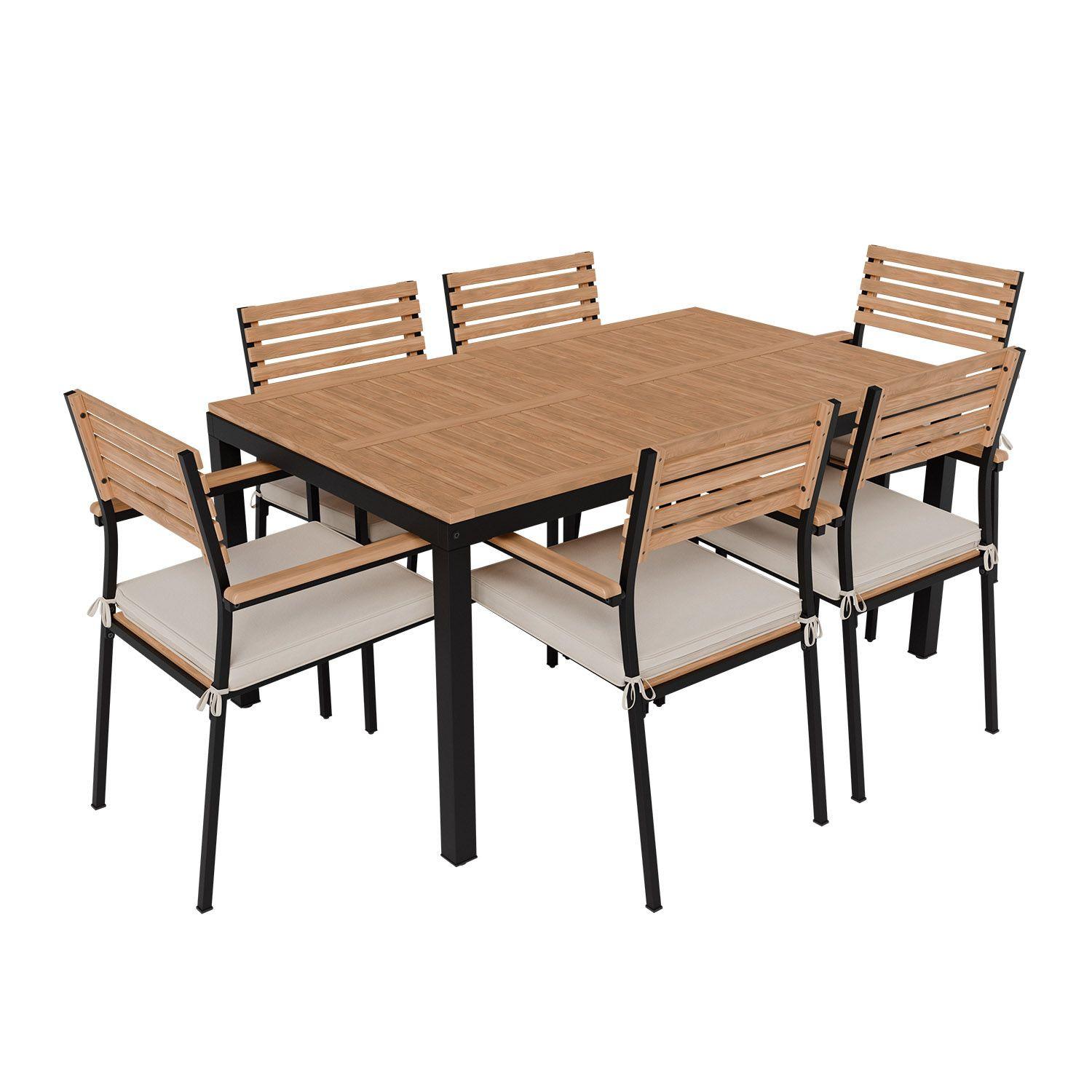 GARTENGARNITUR Rhodos Akazienholz 7-teilig - Braun, Holz/Metall - Juskys