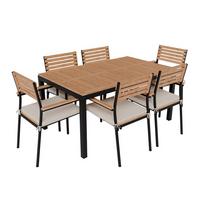 GARTENGARNITUR Rhodos Akazienholz 7-teilig - Braun, Holz/Metall - Juskys