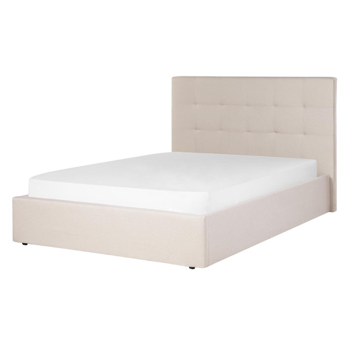 BETT mit Stauraum 140/200 cm Stoff Beige Lorient - Beige, Textil (140/200cm) - Beliani