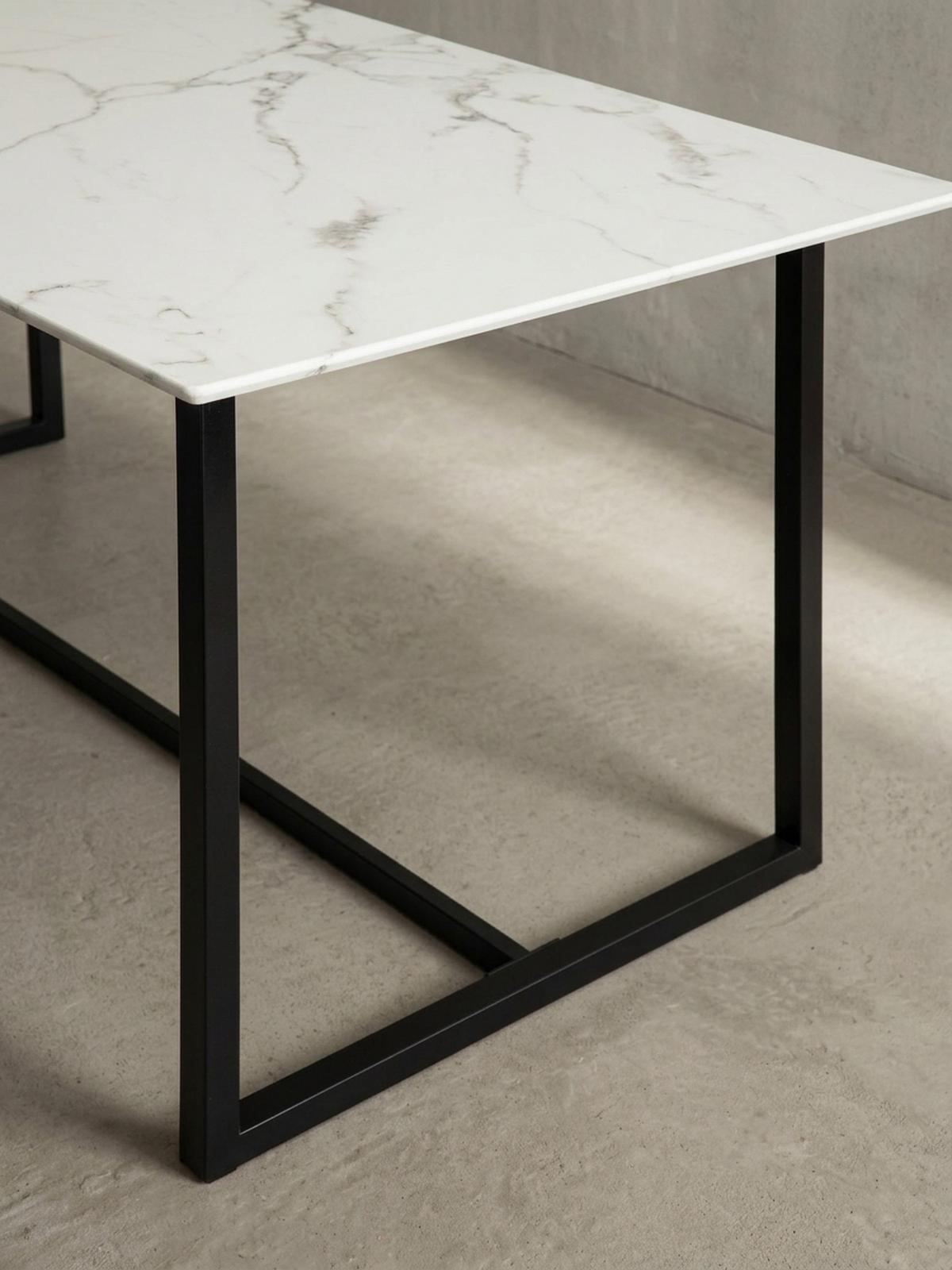 ESSTISCH Marmoroptik Metall Rechteckig Modern Klein, Weiß 200x90x76 cm - Schwarz/Weiß, Holzwerkstoff/Metall (90/200/76cm) - KADIMA DESIGN