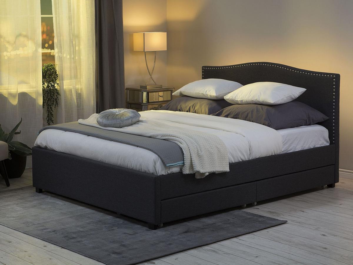 POLSTERBETT 160/200cm Dunkelgrau Montpellier - Dunkelgrau, Textil (160/200cm) - Beliani