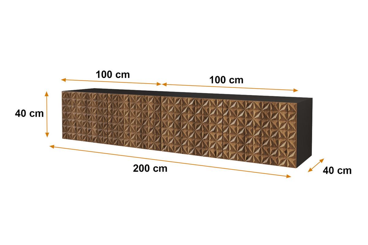 LOWBOARD VIRA-W 2x100x40x40 cm - Schwarz / Katania - Eiche Wotan, Holzwerkstoff (200/40/40cm) - ALTDECOR