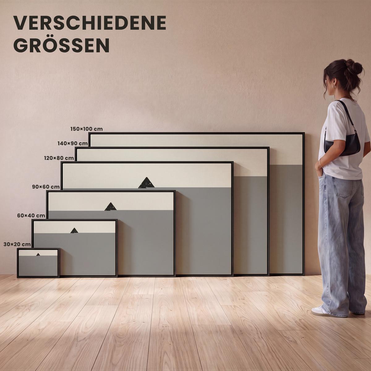 LEINWAND Bilder mit Rahmen - Weihnachtsbaum - Schwarz - Urlaub - Beige - 150x100 - Schwarz, Textil (150/100cm) - MuchoWow