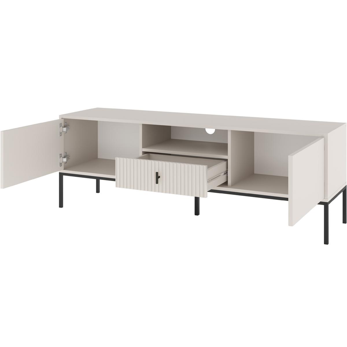 LOWBOARD Marvello mit 2 Türen und 1 Schublade, Kaschmir+Schwarz - Kaschmir/Schwarz, Holzwerkstoff/Metall (154/52/39cm) - Beautysofa